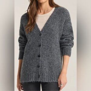 Z Supply Women's Josie Cozy Heathered Gray Cardigan Sweater Women's Size XL